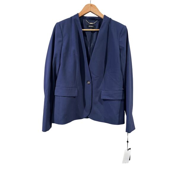 DKNY One Button Navy Blue Blazer Size 10 - Picture 1 of 7